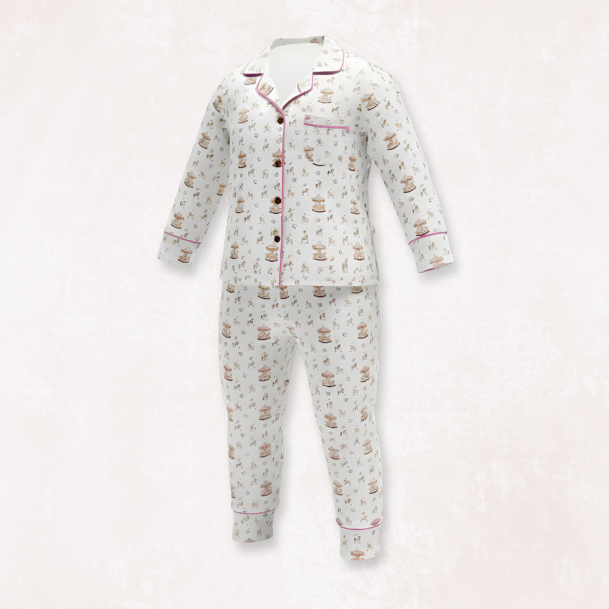 Carousel Rose Adult PJ and Blue Long Selvees Zipper