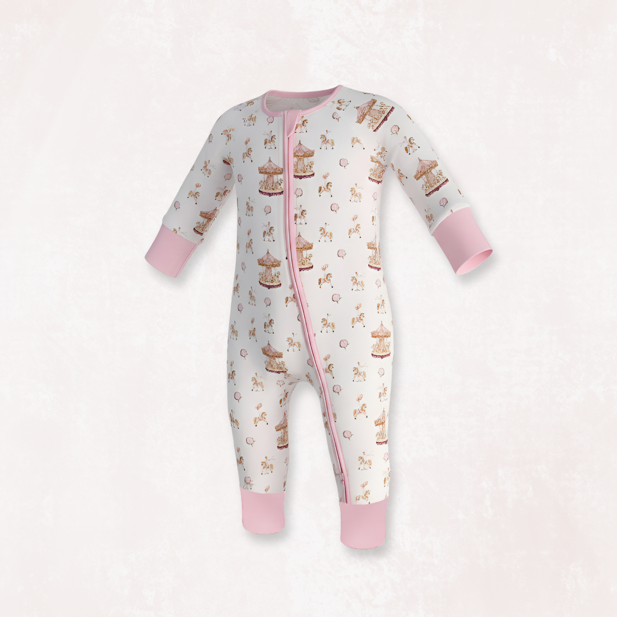Carousel Blue Pyjama Set and Rose Long Selvees Zipper