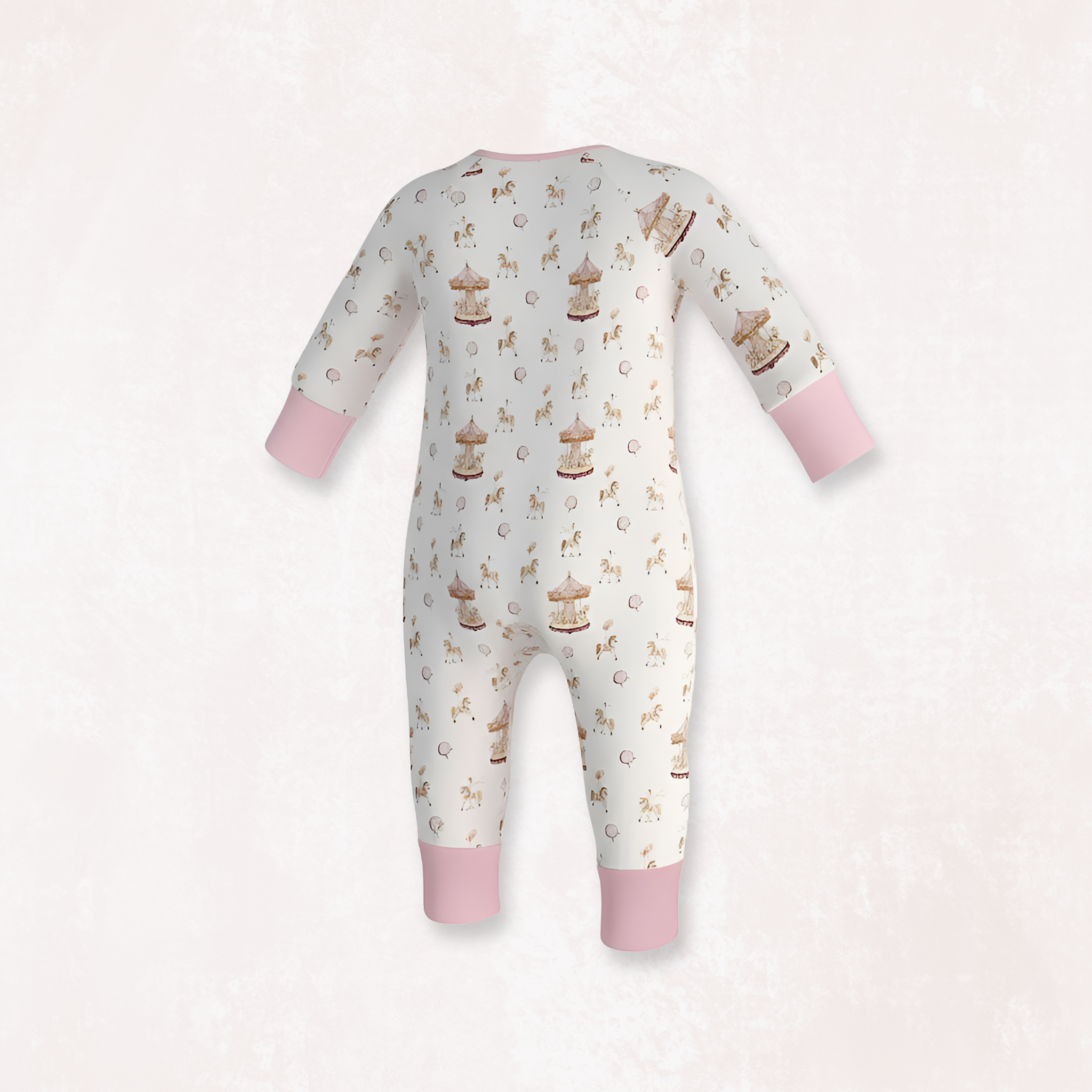 Carousel Blue Pyjama Set and Rose Long Selvees Zipper