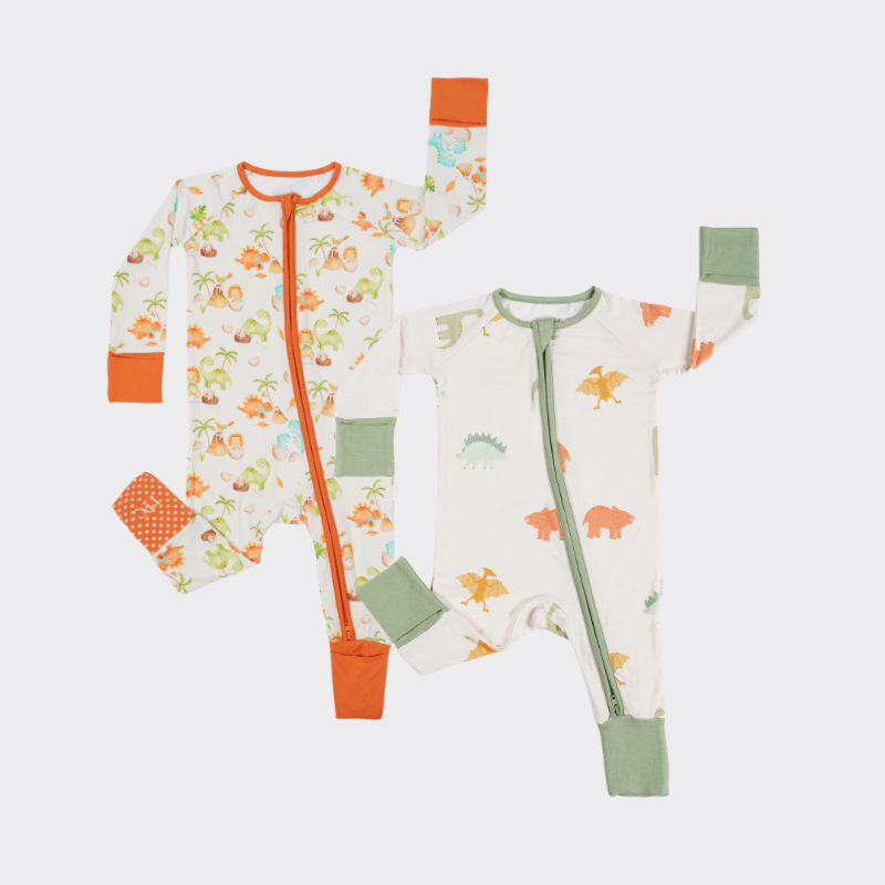 Dino Dreams & Dino World Long Sleeves Zipper Romper Combo