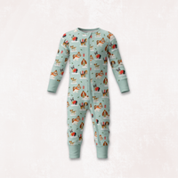 Puppy Love Blue Long Sleeves Zipper Romper For Baby