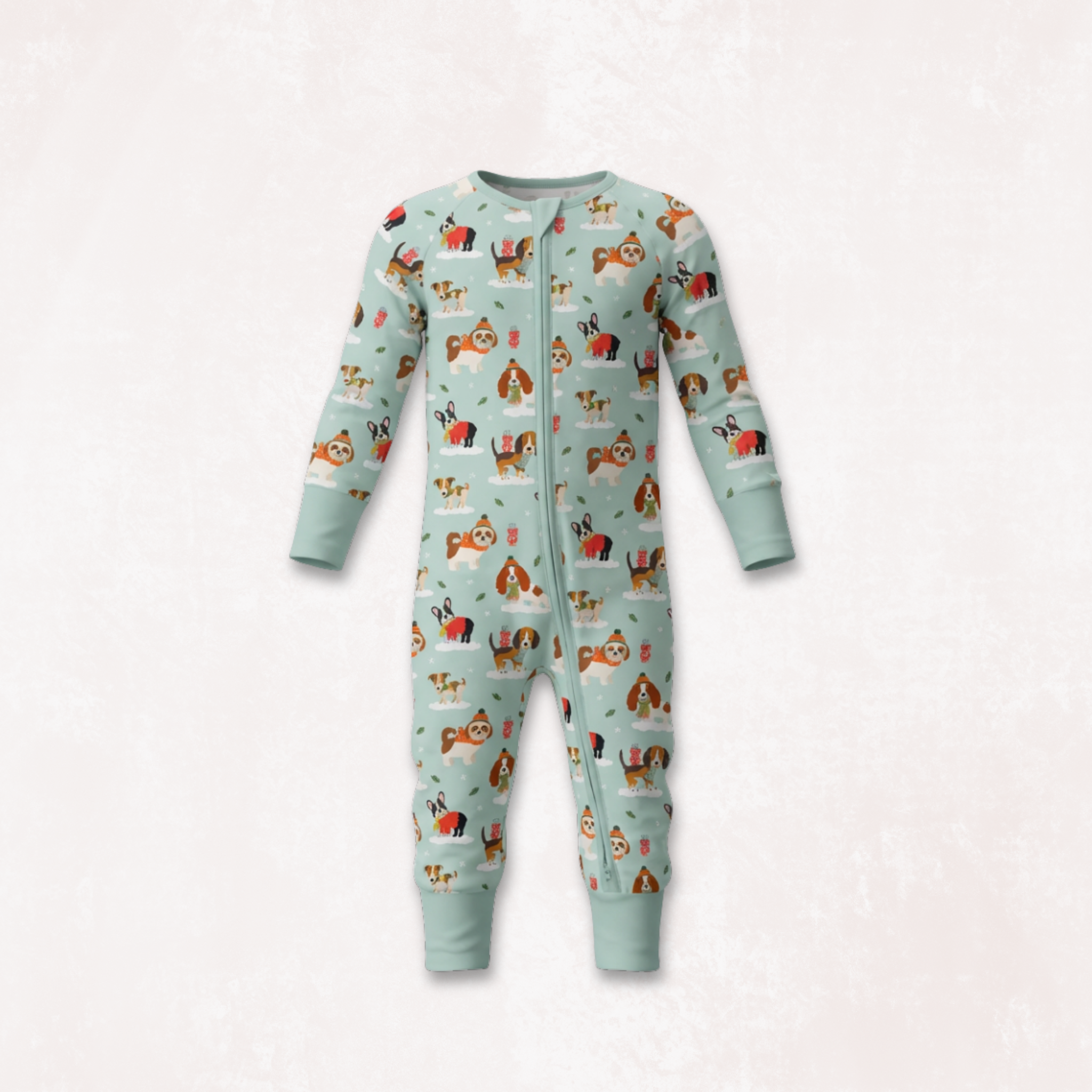 Puppy Love Blue Long Sleeves Zipper Romper For Baby