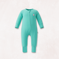 Signature Long Sleeves Zipper Romper  For Baby (Aqua Blue)
