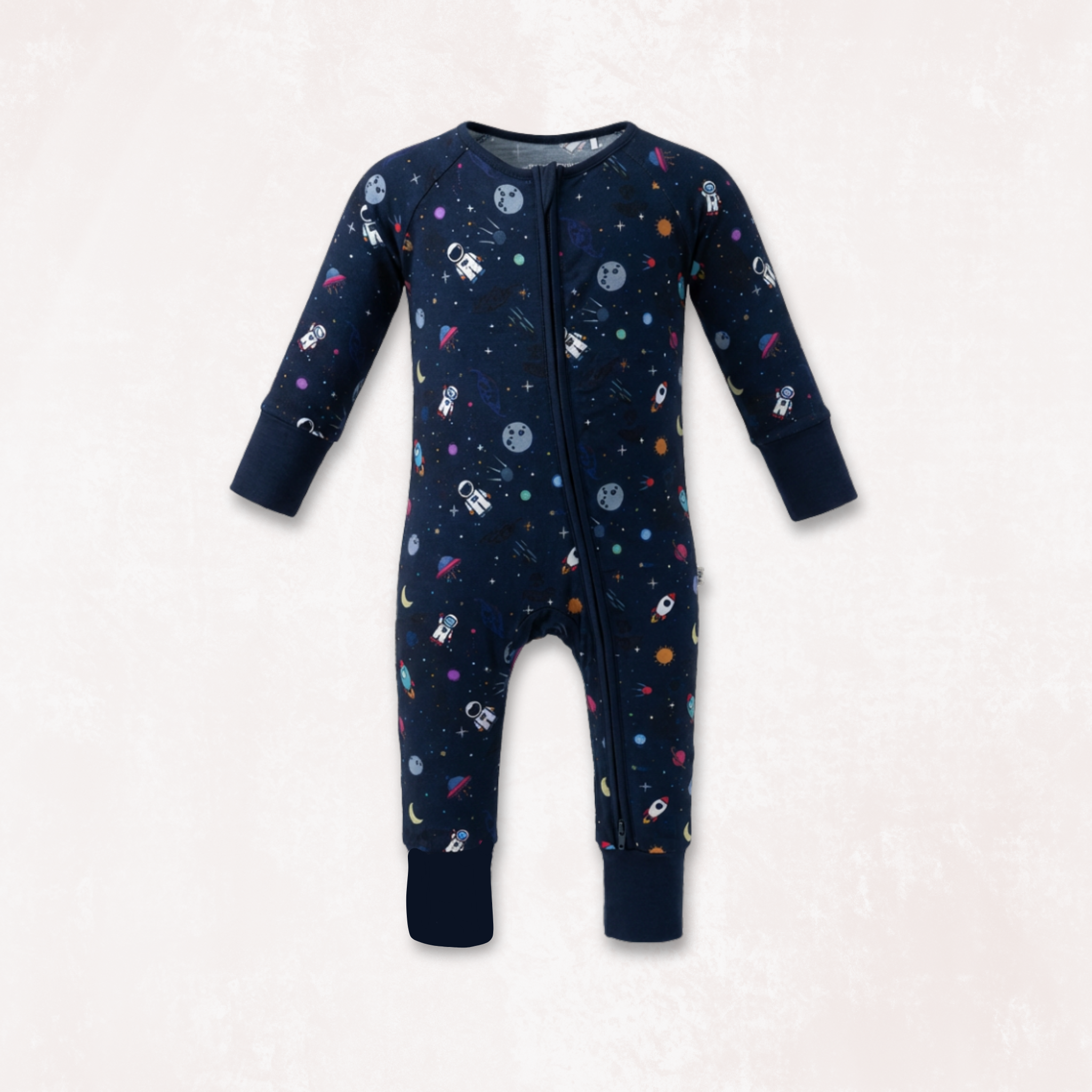 Rocketship Long Sleeves Zipper Romper For Baby
