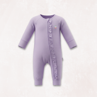 Lilac Blossom Long Sleeves Zipper Romper For Baby