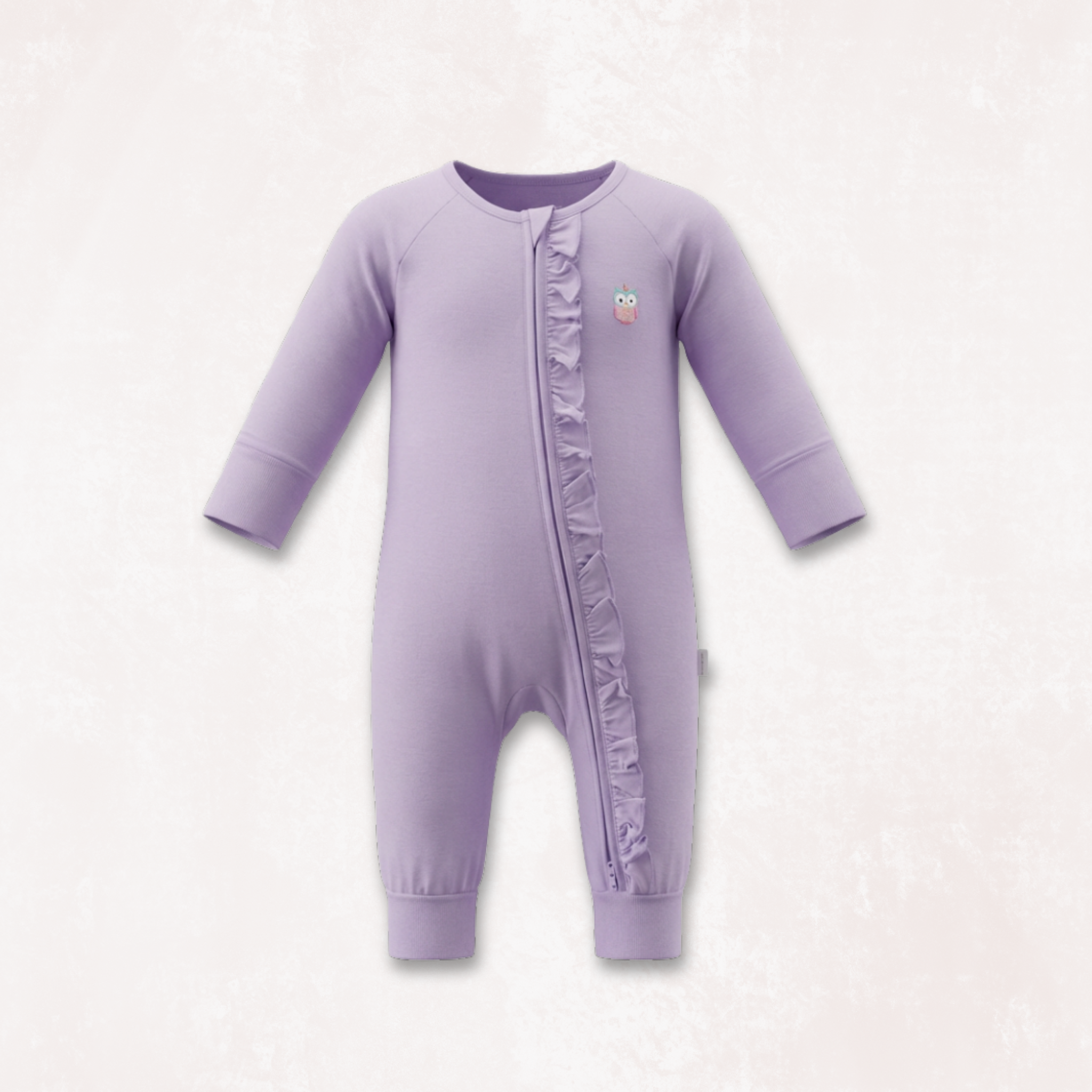Lilac Blossom Long Sleeves Zipper Romper For Baby