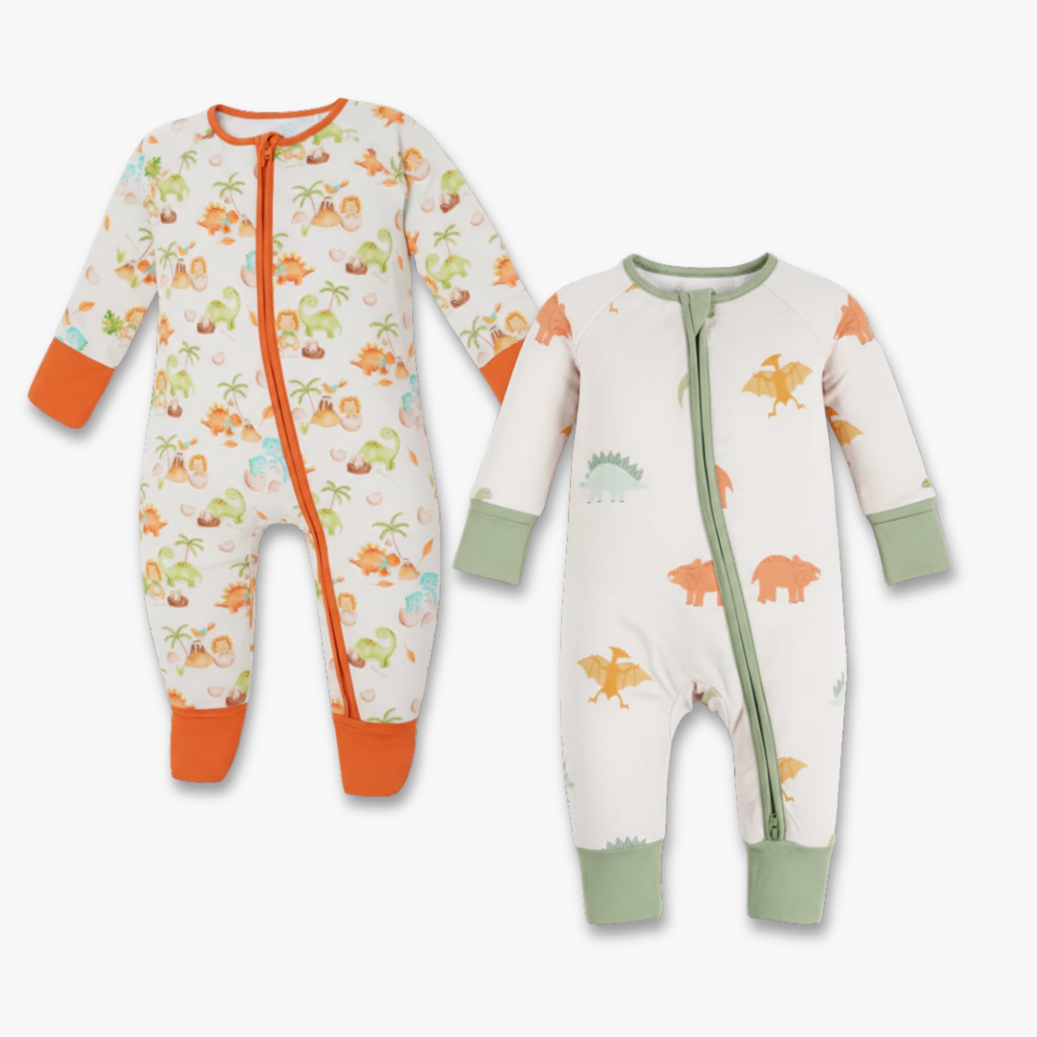Dino Dreams & Dino World Long Sleeves Zipper Romper Combo
