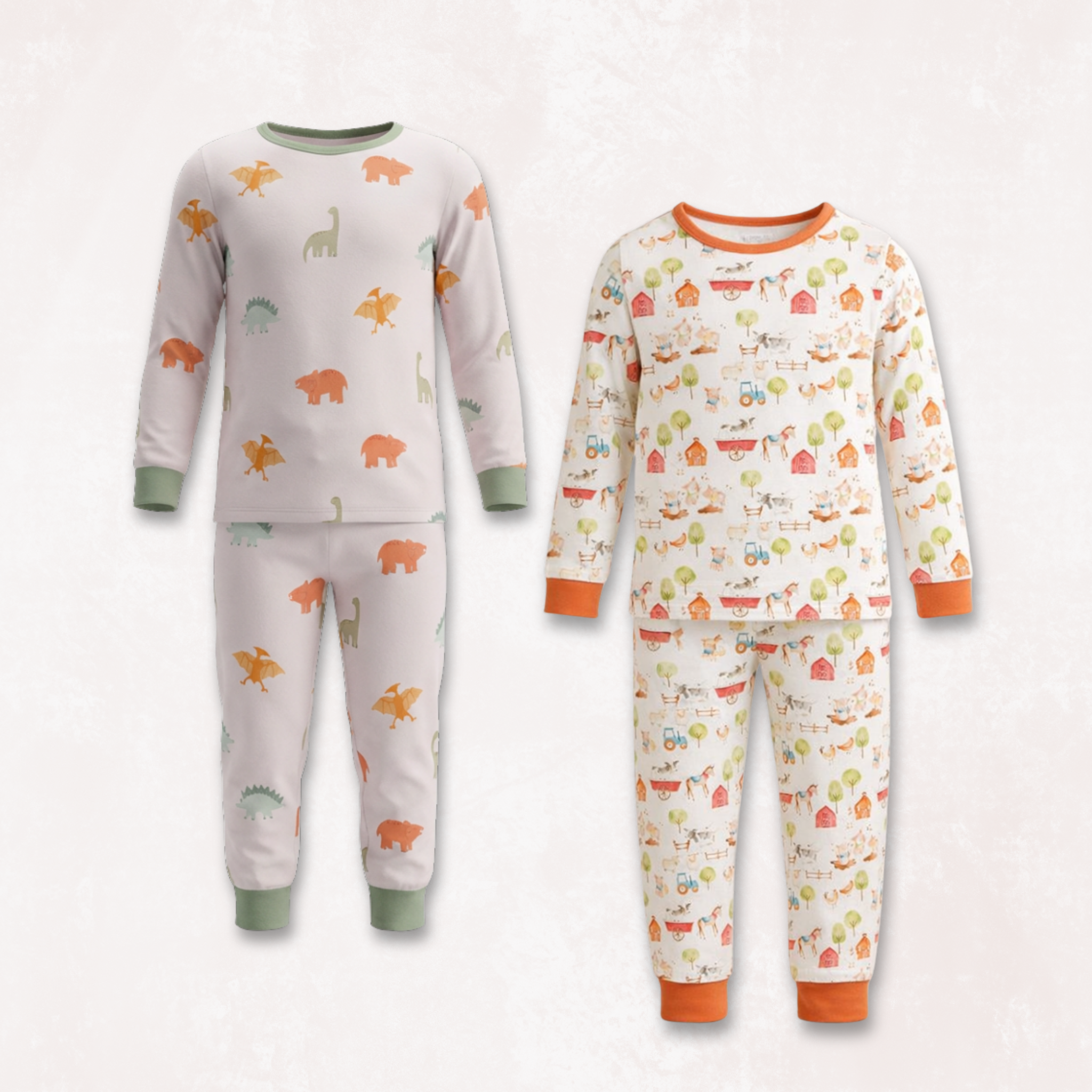 Farm Buddies & Dino Dreams Pajama Set Combo