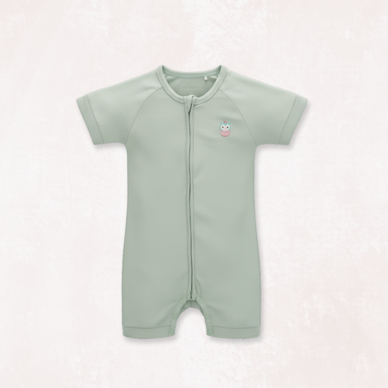 Signature Half Sleeves Zipper Romper For Baby (Mint Green)