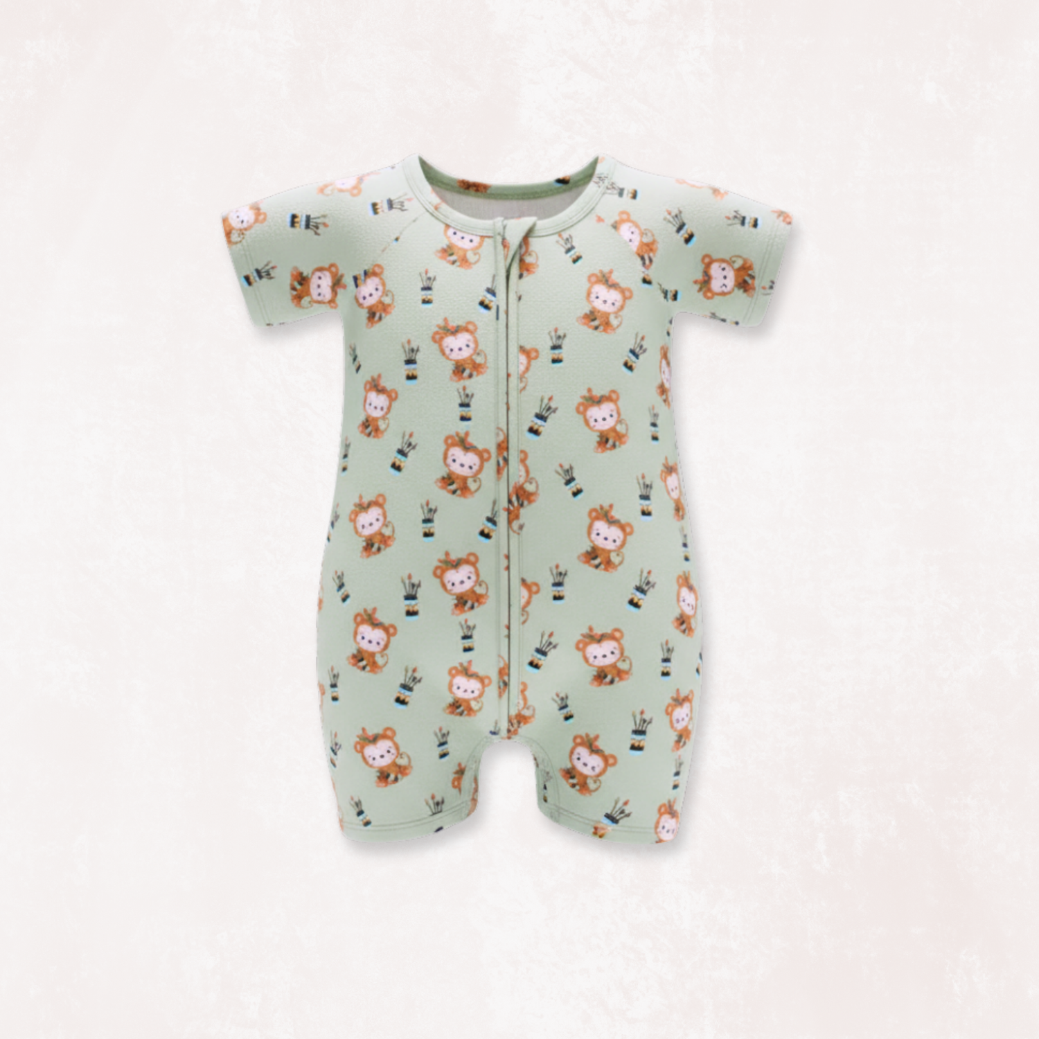 Monkute Half Sleeves Zipper Romper For Baby