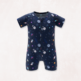 Rocketship Half Sleeves Zipper Romper For Baby