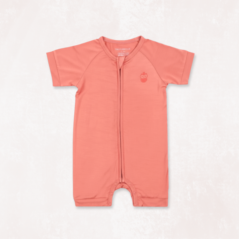 Copper Kiss Half Sleeves Zipper Romper For Baby