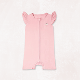 Signature Half Sleeves Zipper Romper For Baby (Baby Pink)