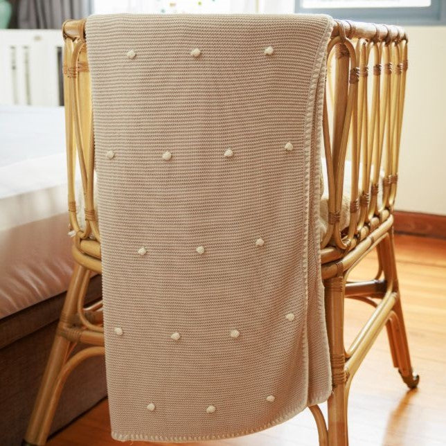 Vanilla Dots Knit Blanket