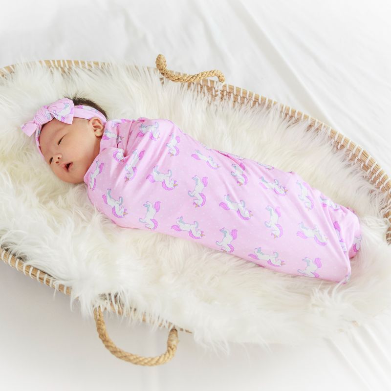 Unicorn Wonderland Swaddle and Headband Set