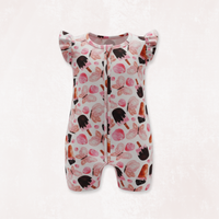 Butterchoc Half Sleeves Zipper Romper For Baby