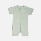 Signature Half Sleeves Zipper Romper For Baby (Mint Green)