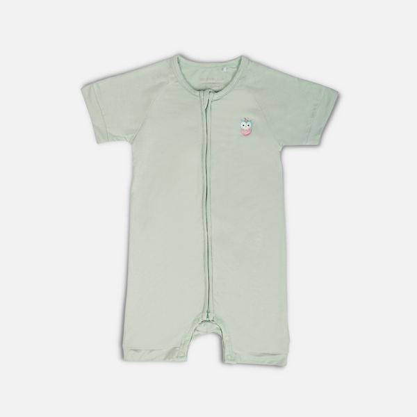 Signature Half Sleeves Zipper Romper For Baby (Mint Green)