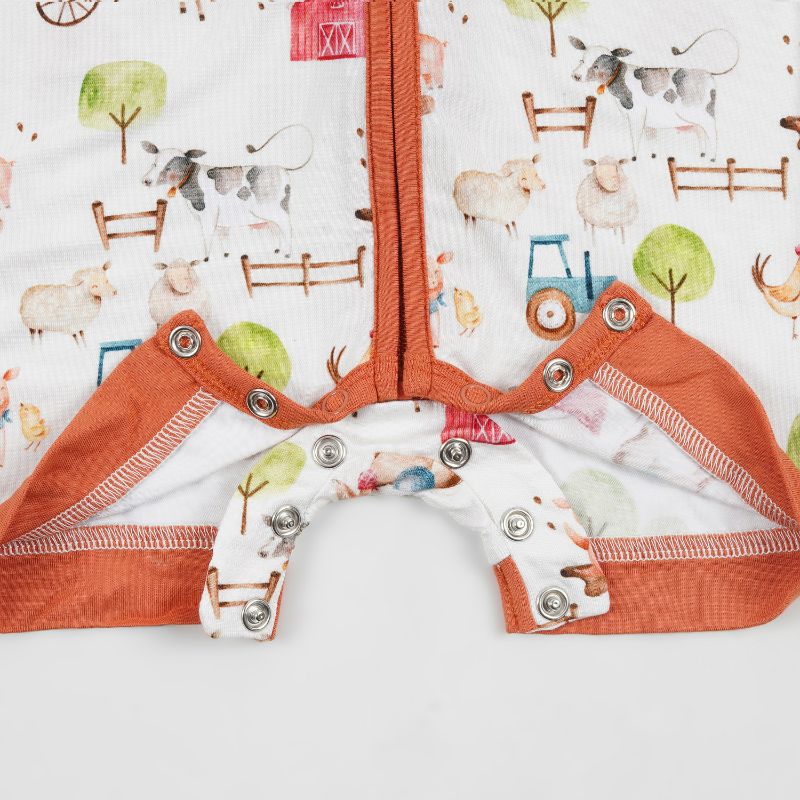Farm Buddies Half Sleeves Zipper Romper For Baby