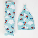 Jet Set Go Swaddle Blanket and Hat combo