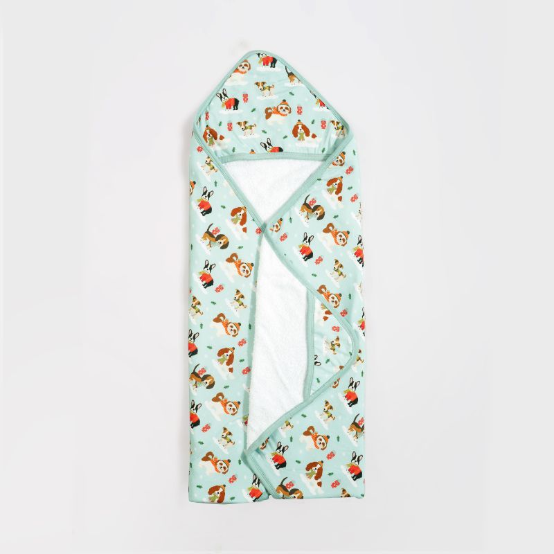 Puppy Love Blue Bamboo Baby Boy Hooded Towel