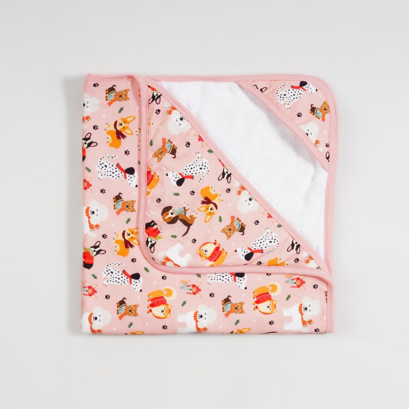 Puppy Love Pink Bamboo Hooded Baby Girl Towel