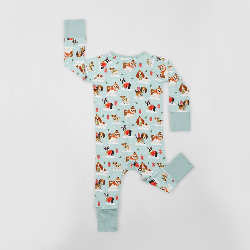 Puppy Love Blue Long Sleeves Zipper Romper For Baby