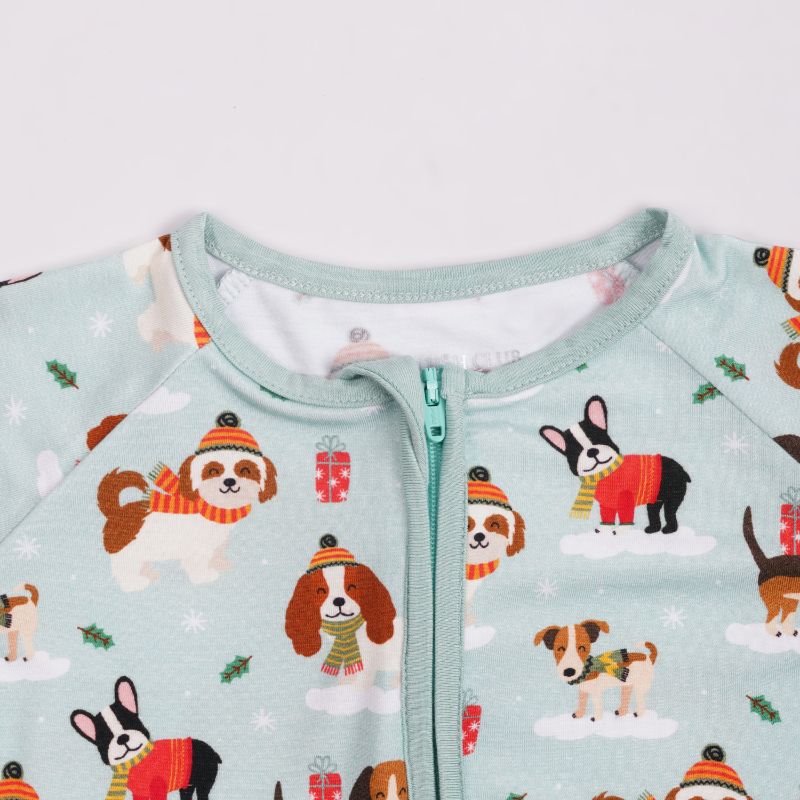 Puppy Love Blue Half Sleeves Zipper Romper For Baby