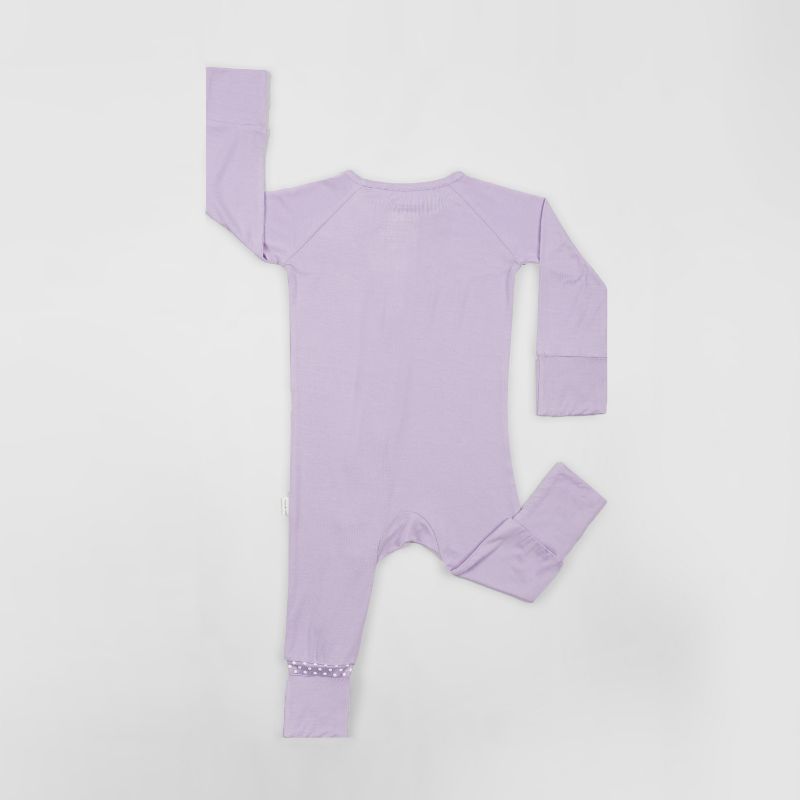 Lilac Blossom Long Sleeves Zipper Romper For Baby