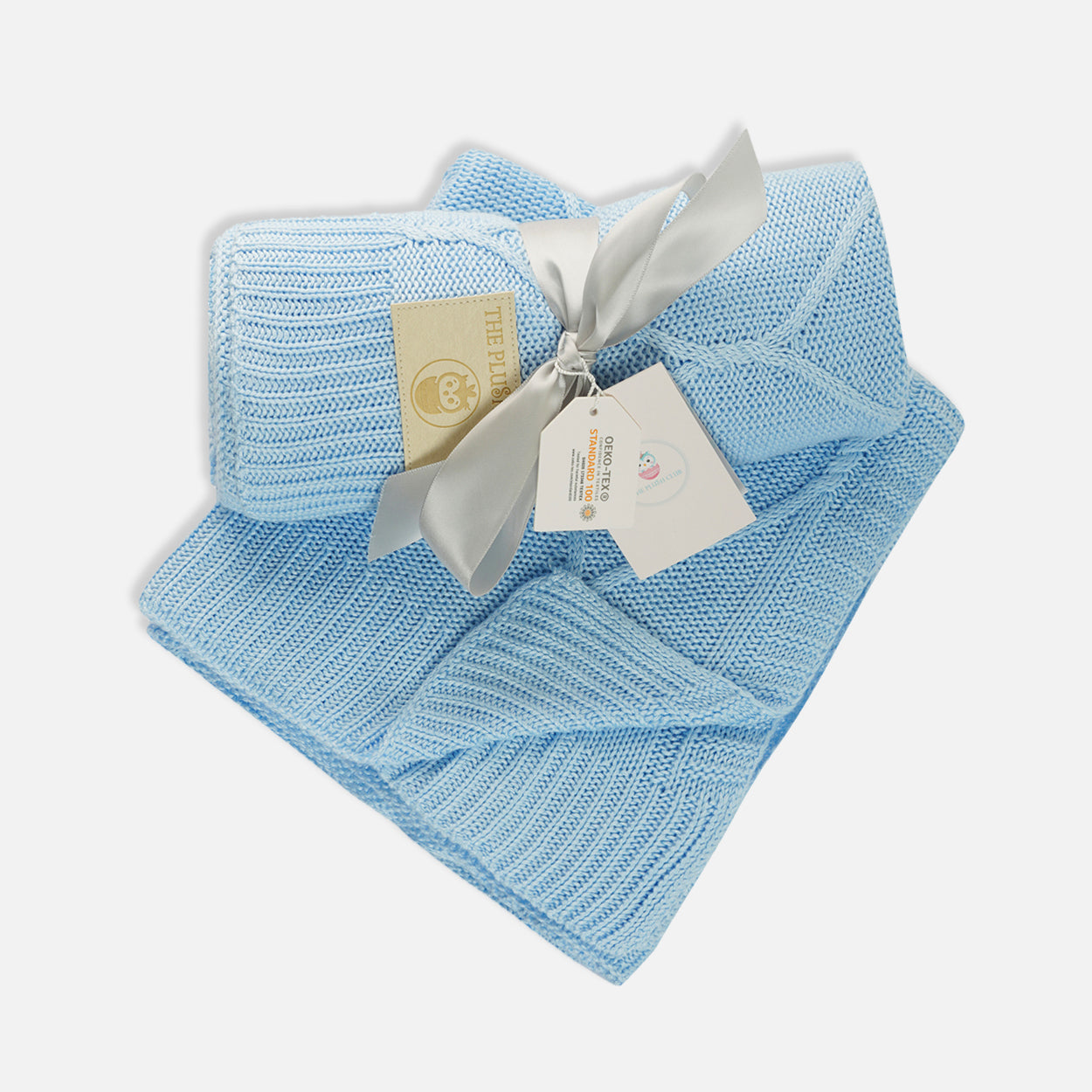 Ice Blue Organic Bamboo Knit Blanket For Baby