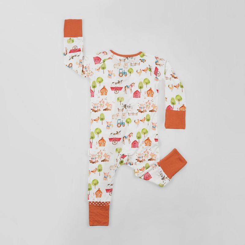 Farm Buddies Long Sleeves Zipper Romper For Baby