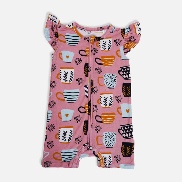 Cocolove Half Sleeves Zipper Romper For Baby