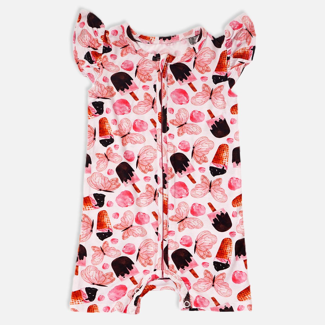 Butterchoc Half Sleeves Zipper Romper For Baby