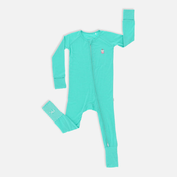 Signature Long Sleeves Zipper Romper  For Baby (Aqua Blue)
