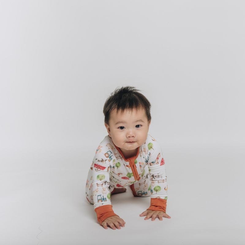 Farm Buddies Long Sleeves Zipper Romper For Baby