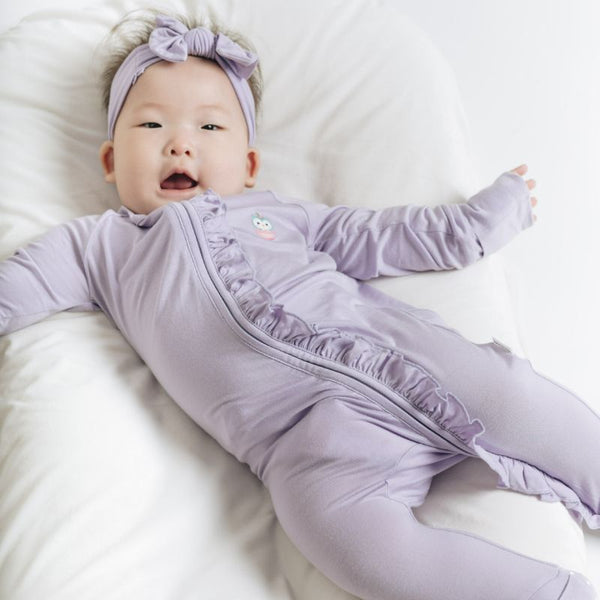 Lilac Blossom Long Sleeves Zipper Romper For Baby