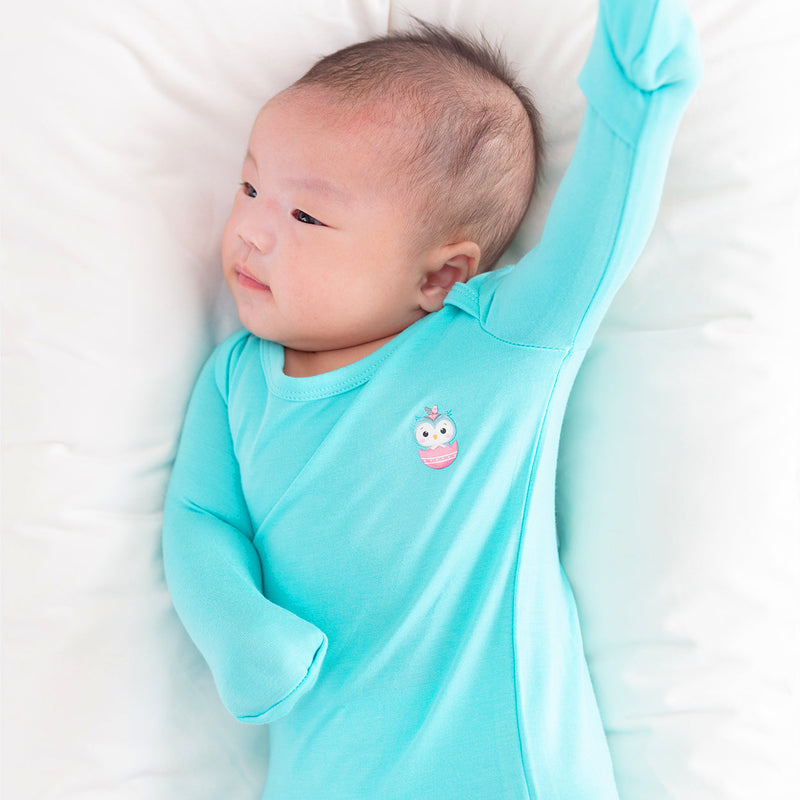 Signature Newborn Baby Toffee Knot Gown  Bodysuit (Aqua Blue)