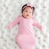 Signature Newborn Baby Toffee Knot Gown  Bodysuit (Baby Pink)