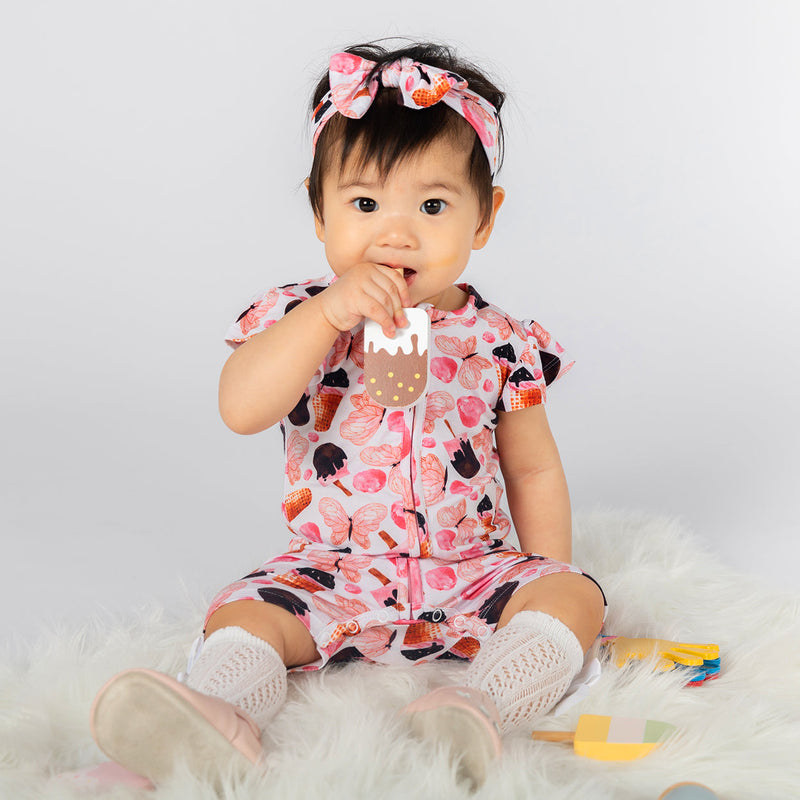 Butterchoc Half Sleeves Zipper Romper For Baby