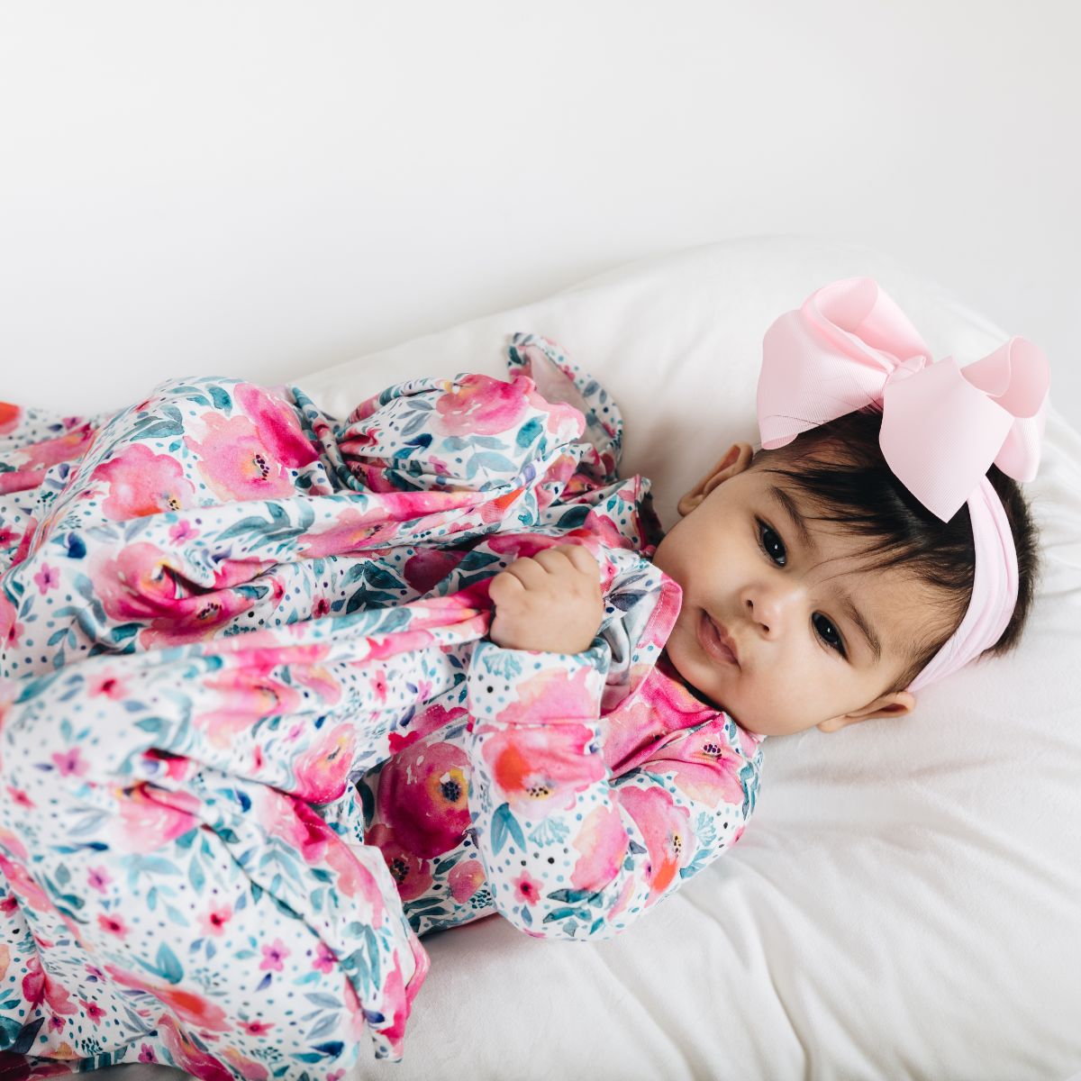 Pink Rose Long Sleeves Zipper Romper For Baby