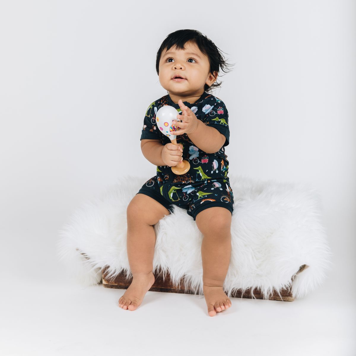 Cycle Safari Half Sleeves Zipper Romper For Baby