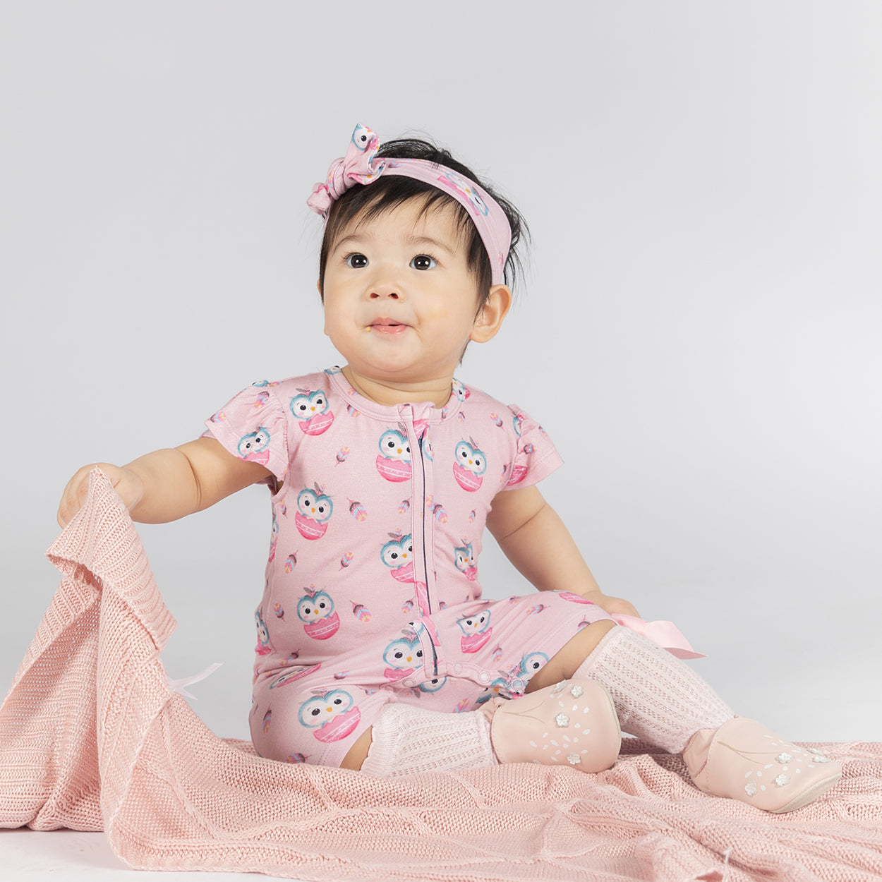 Owlster Half Sleeves Zipper Romper For Baby