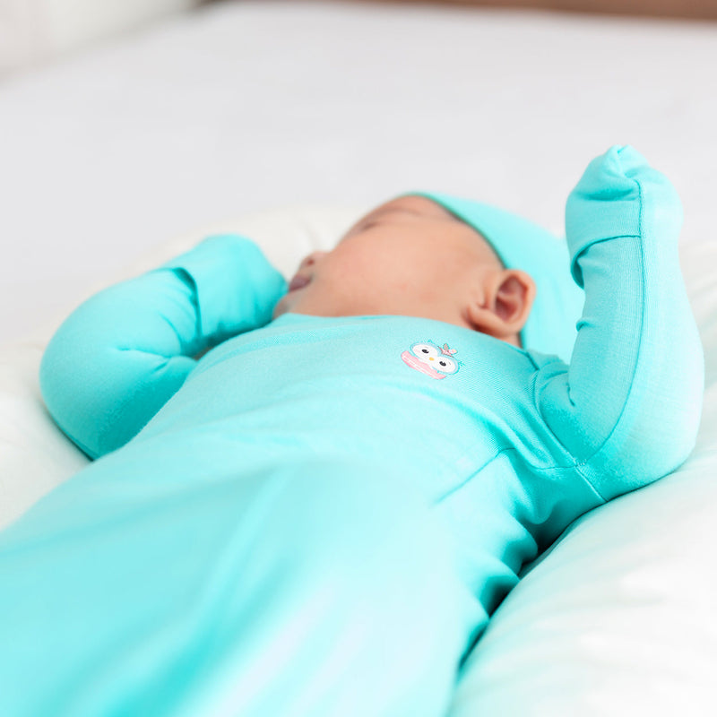 Signature Newborn Baby Toffee Knot Gown  Bodysuit (Aqua Blue)