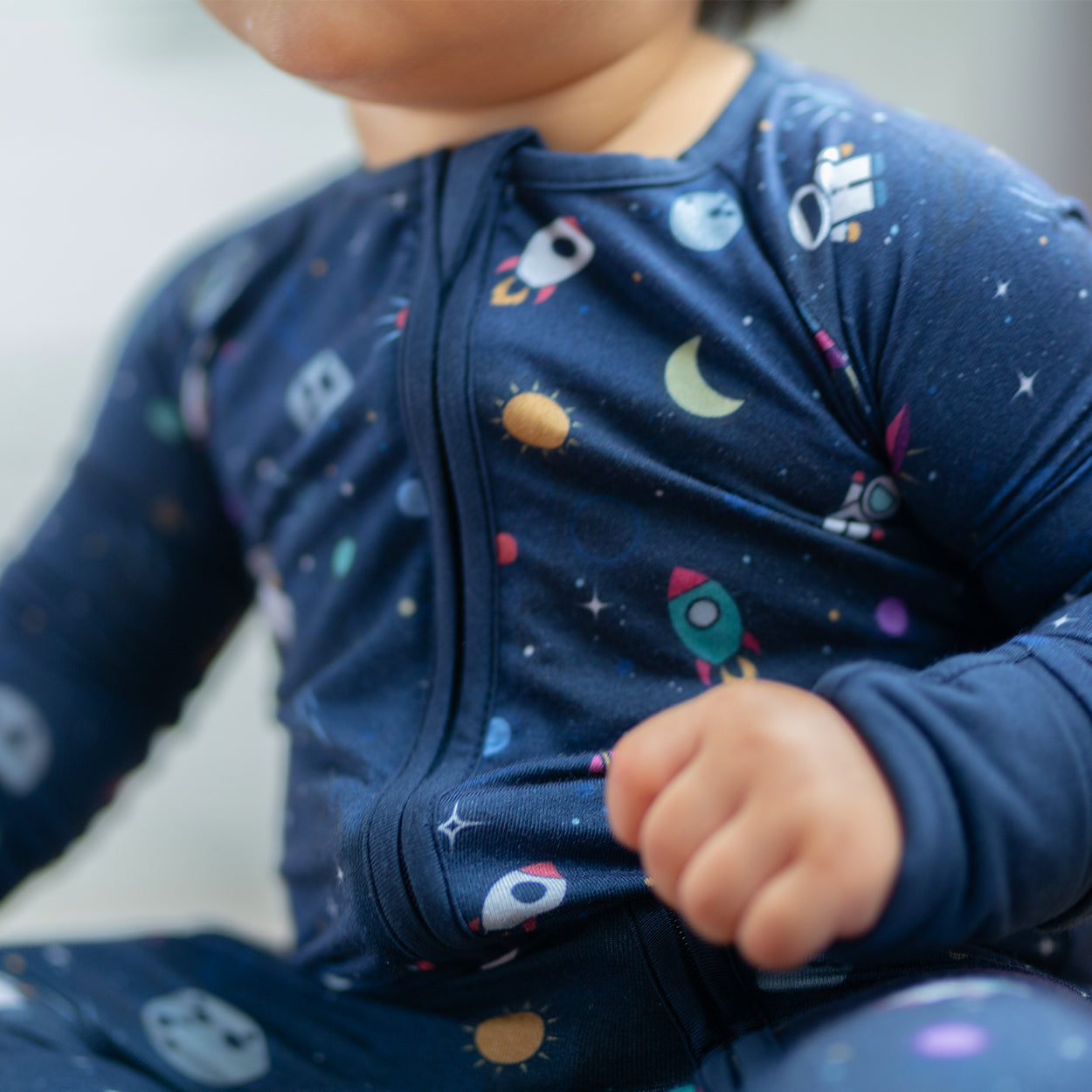 Rocketship Long Sleeves Zipper Romper For Baby