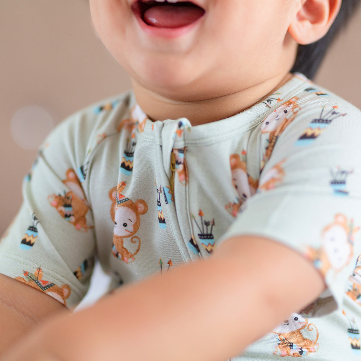 Monkute Half Sleeves Zipper Romper For Baby