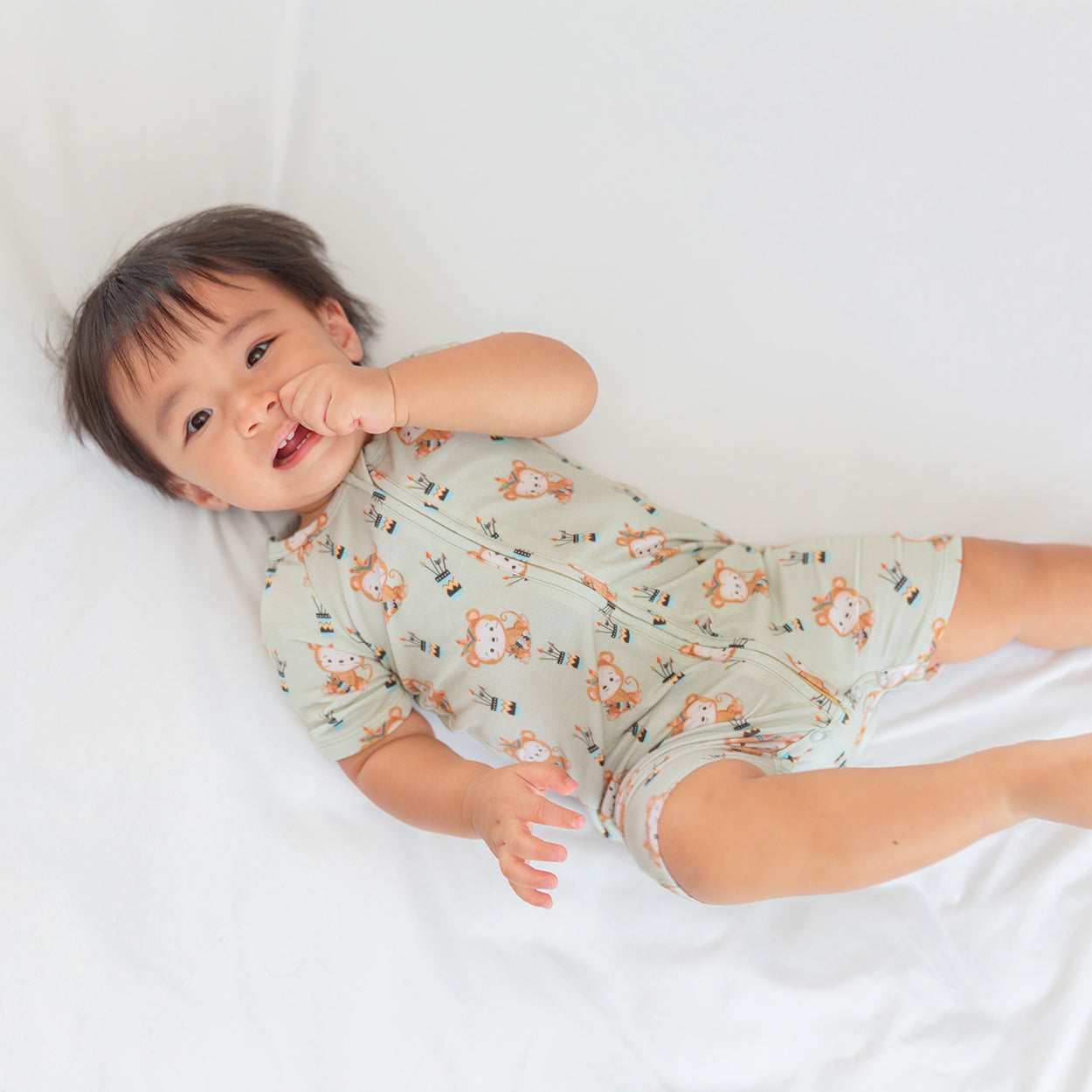 Monkute Half Sleeves Zipper Romper For Baby